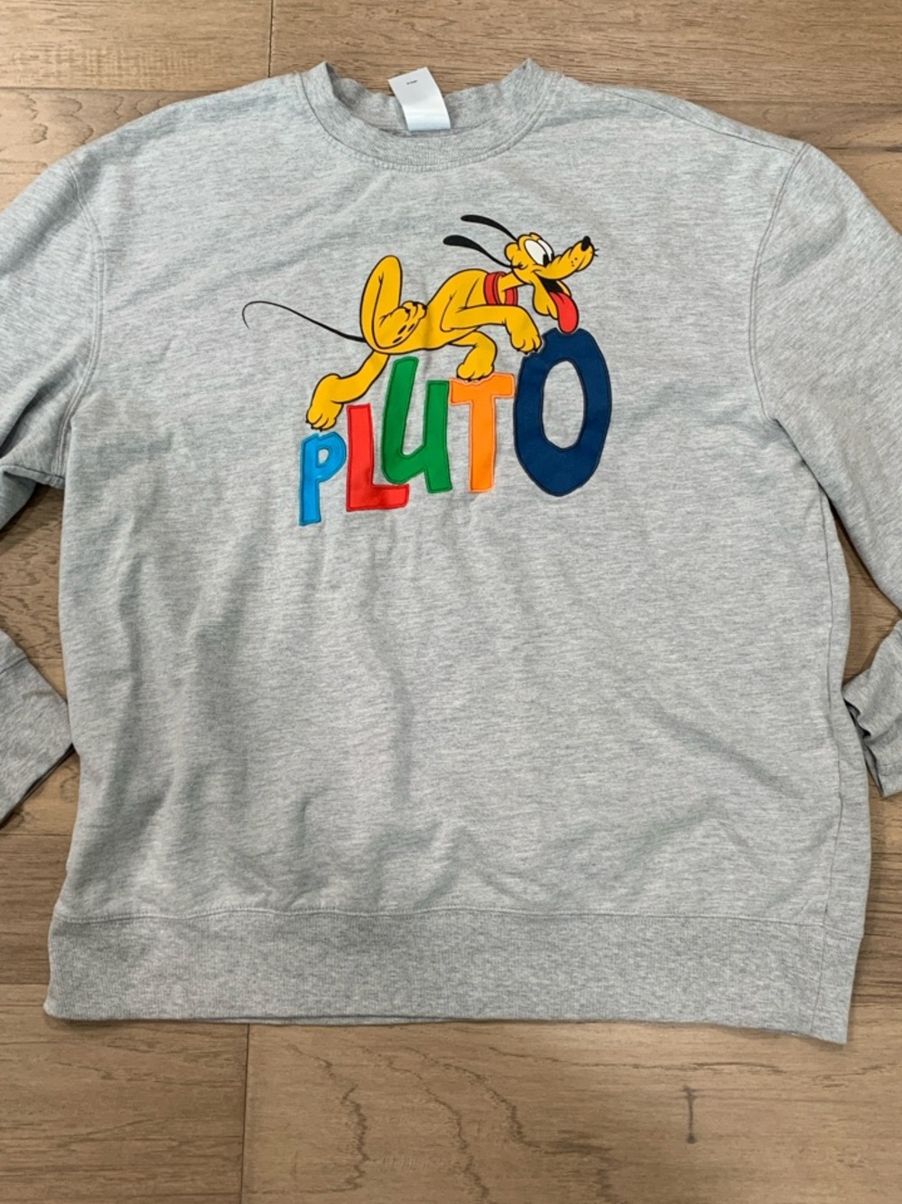 Disney Gray Crewneck Sweatshirt with Colorful Pluto Graphic Size XL - Picture 1 of 14